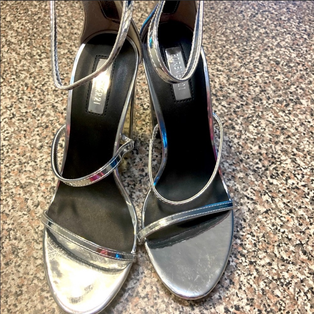 Sexy Silver Metallic Strappy 4 Inch High Heels